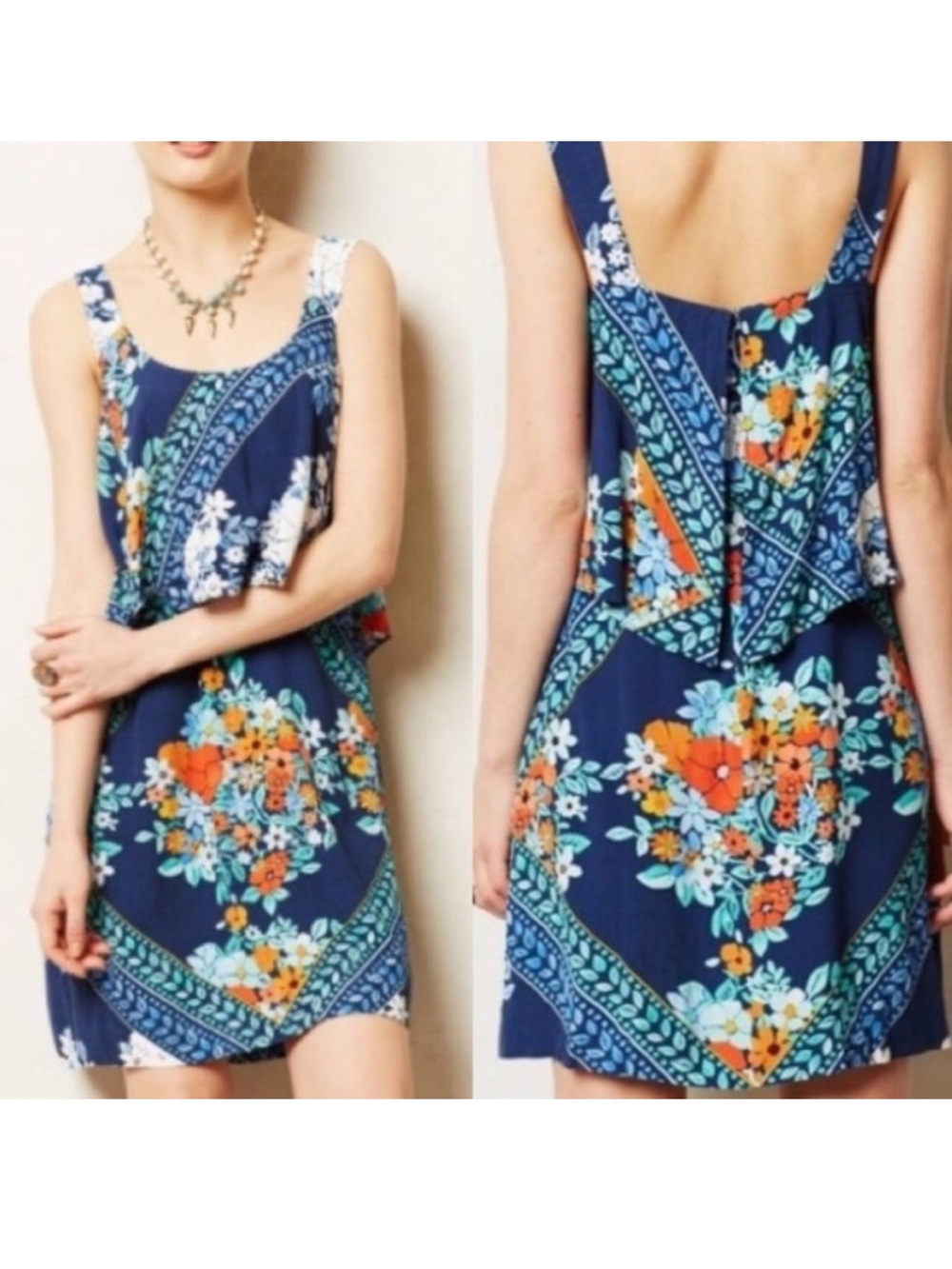 Maeve Anthropologie Tisana Floral Flounce Dress Size 8